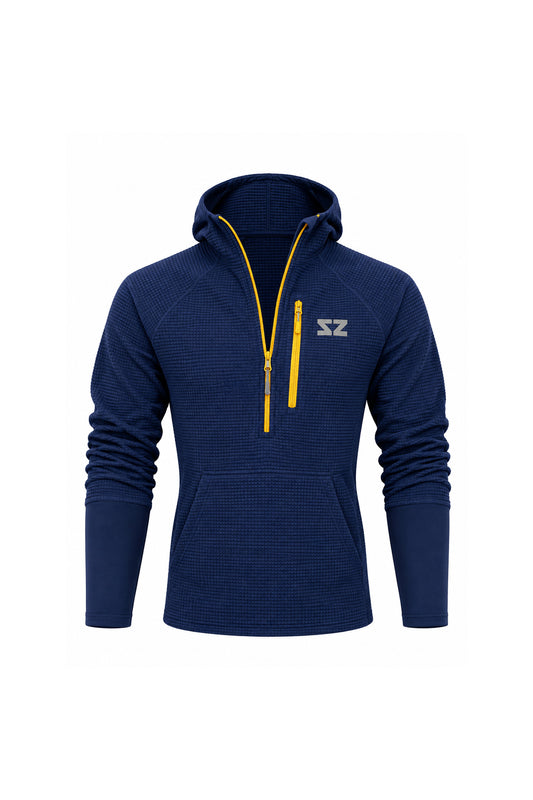 Steely Zips Project Big Wood Rocky Mountain Grid Fleece Hoodie - Navy