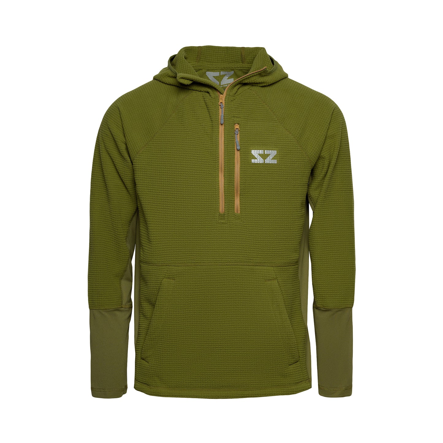 Rocky Mountain Grid Fleece - Moss - Steely Zips