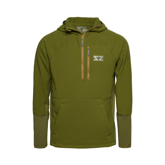 Rocky Mountain Grid Fleece - Moss - Steely Zips