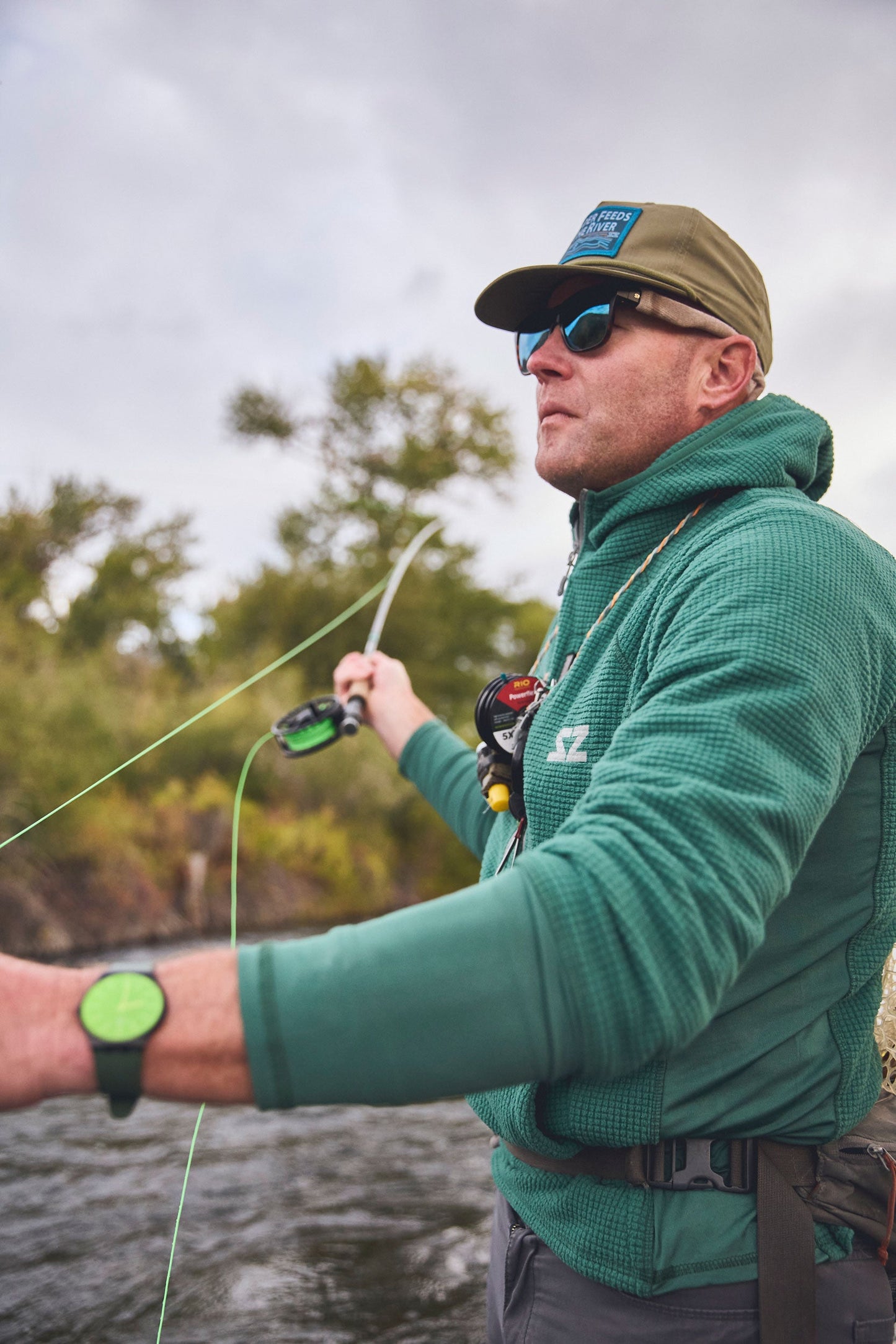 Rocky Mountain Grid Fleece - Salt Green Steely Zips