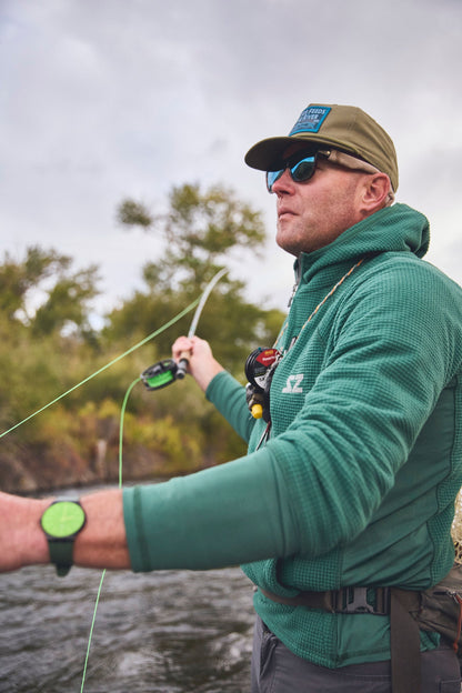 Rocky Mountain Grid Fleece - Salt Green Steely Zips