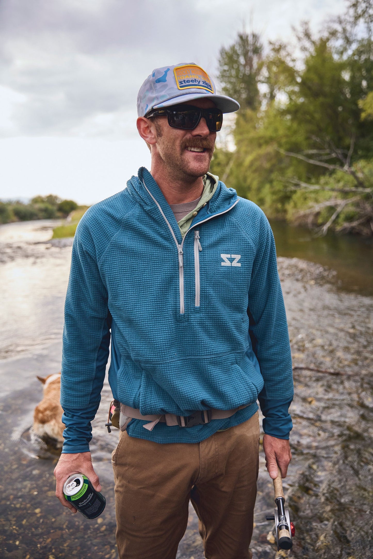 Rocky Mountain Grid Fleece - Ocean Blue Steely Zips